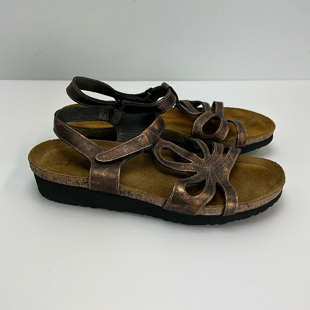 Naot Rachel Wedge Leather Sandals Natural Footwear Bronze Brown EU 41 US 10.5